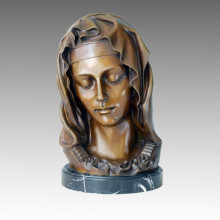 Бюсты Искусство Рисунок Бронзовая скульптура Мария Home Decor Латунная статуя TPE-235
